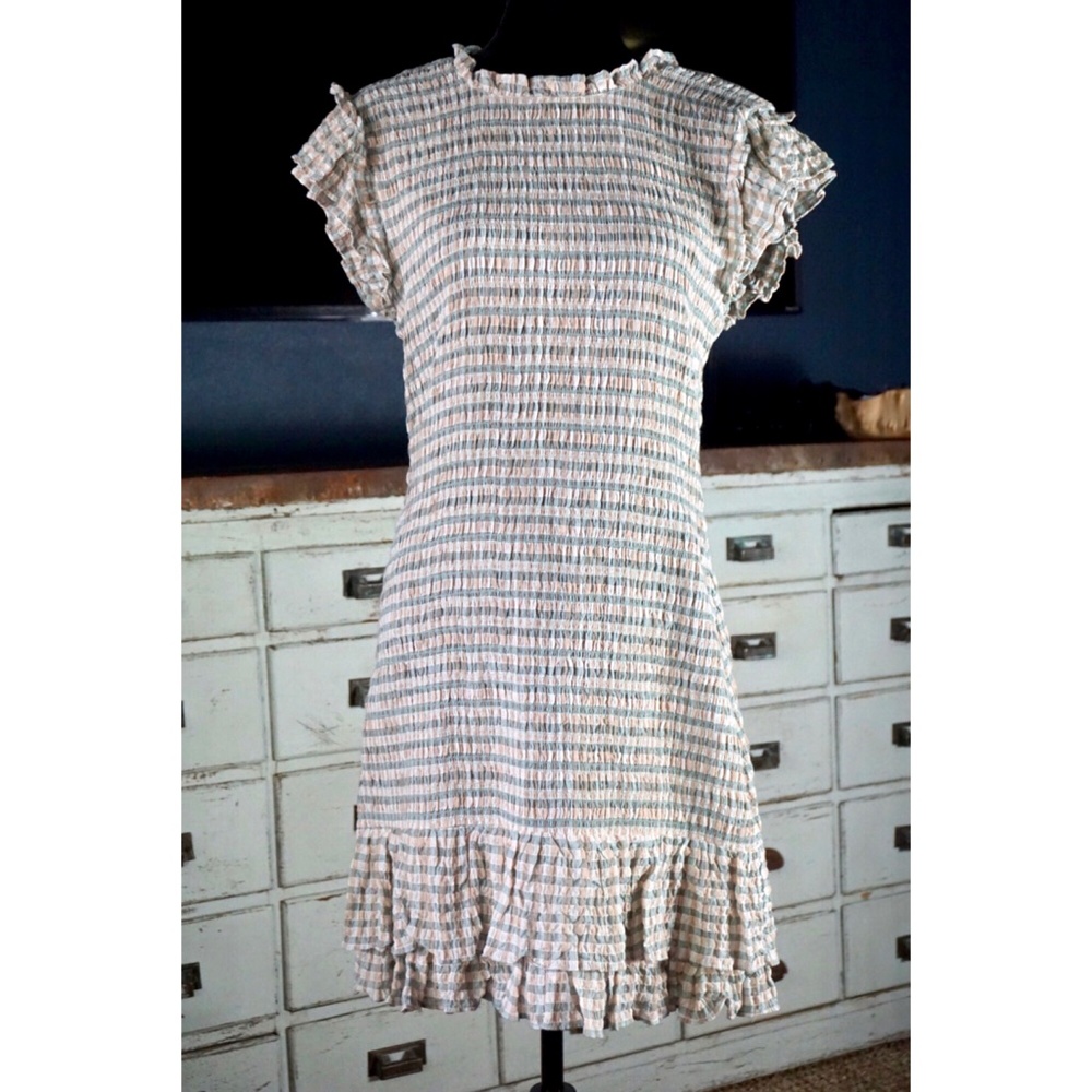 Veronica Beard Cici Smocked Ruffle Dress New 10